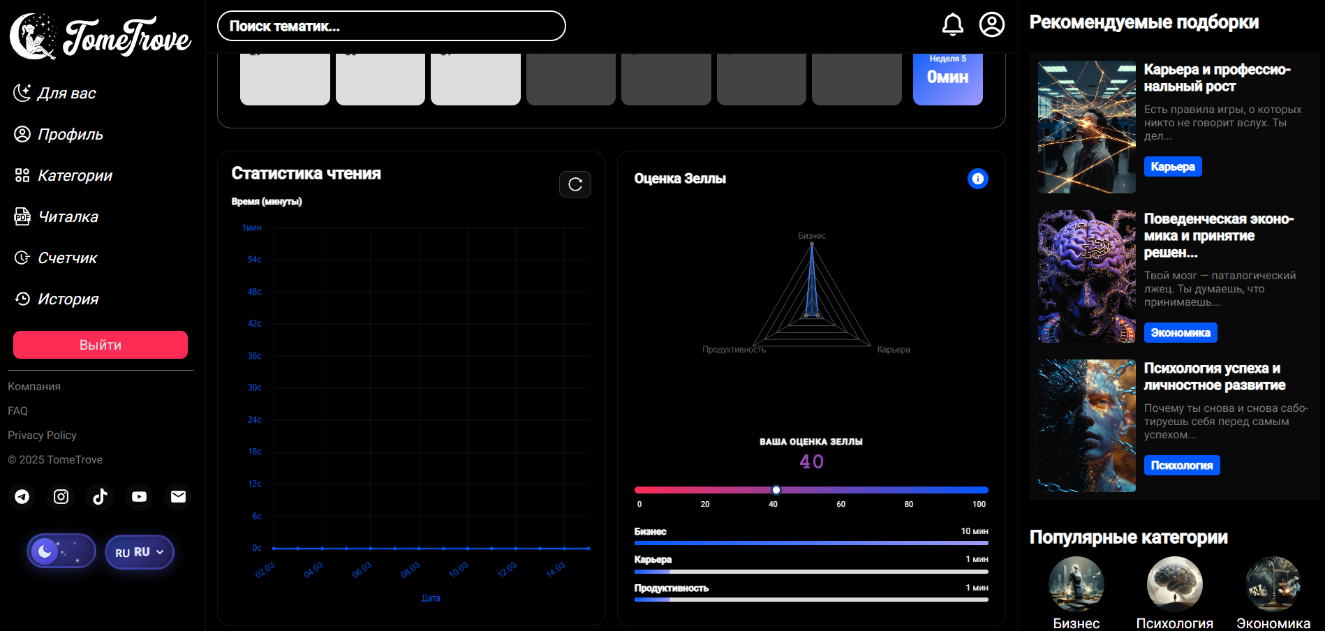 Страница чтения